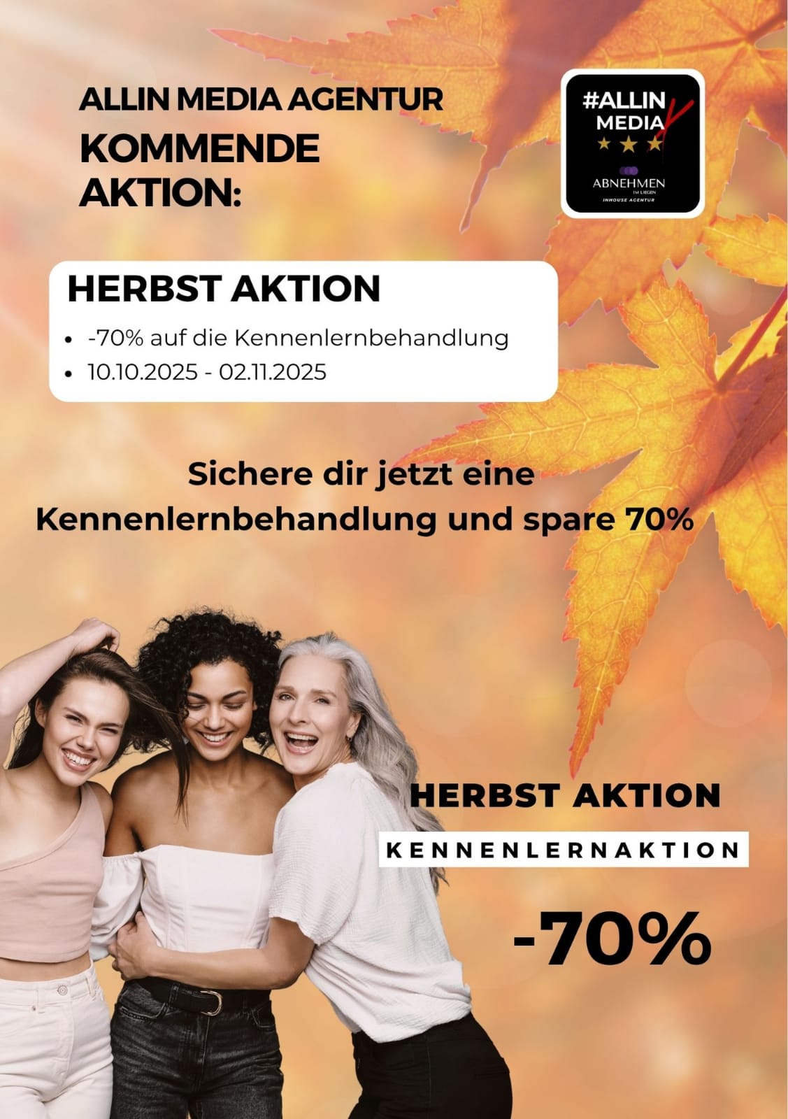 70% Herbst Body Aktion - Gutschein "Abnehmen im Liegen"